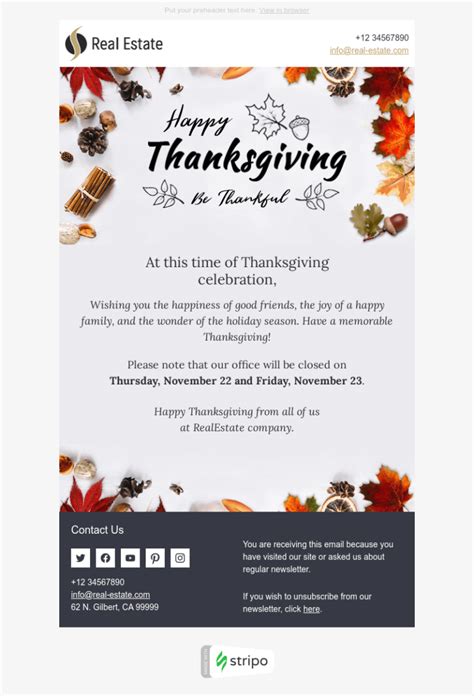 Thanksgiving Email Template For Clients