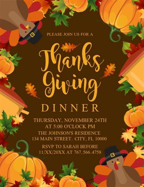 Thanksgiving Invitation Template Free