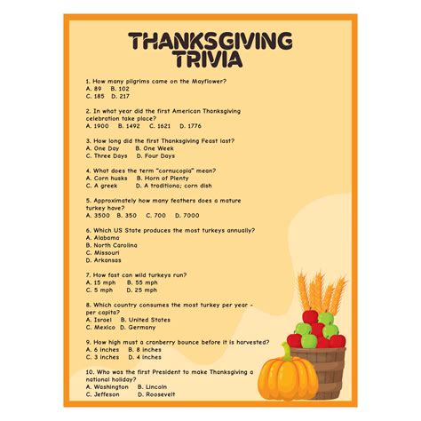 Thanksgiving Trivia Printable