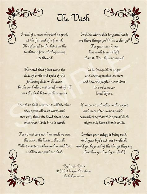 The Dash Poem Free Printable