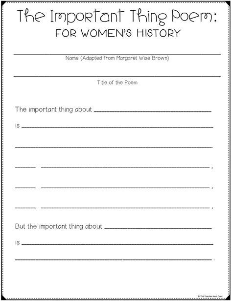 The Important Thing Poem Template