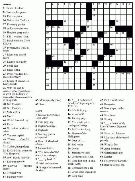 Themed Printable Crossword Puzzles
