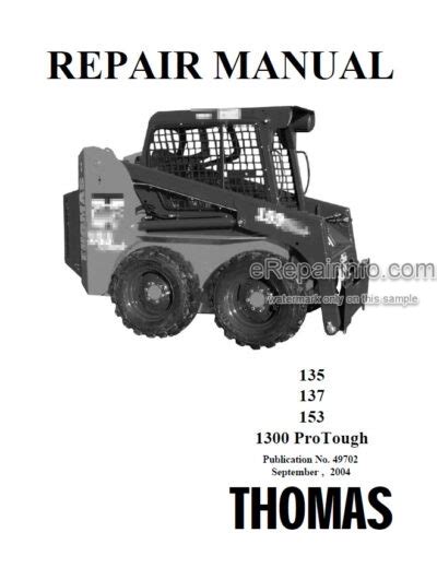 Thomas 135 137 153 1300 Protough Skid Steer Loader Service Repair Workshop Manual Download