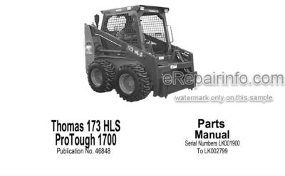 Thomas Protough 1700 Skid Steer Loader Parts Manual