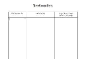 Three Column Notes Template
