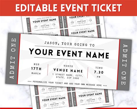 Ticket Template Editable