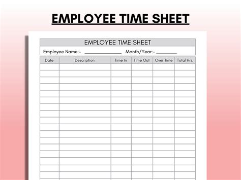 Time Card Sheet Template