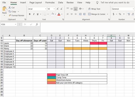 Time Off Tracking Template