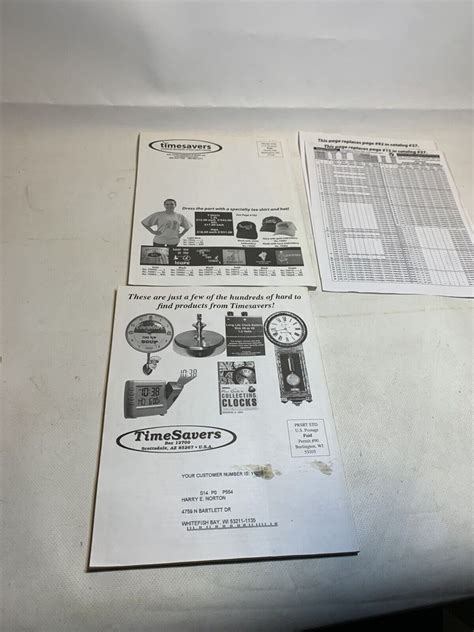 Timesavers Clock Parts Catalog