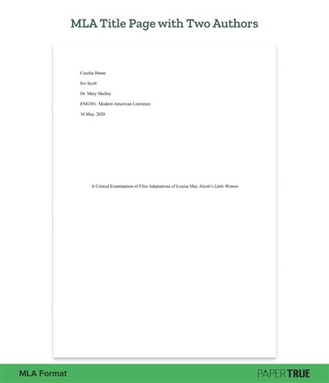 Title Page Mla Format Template