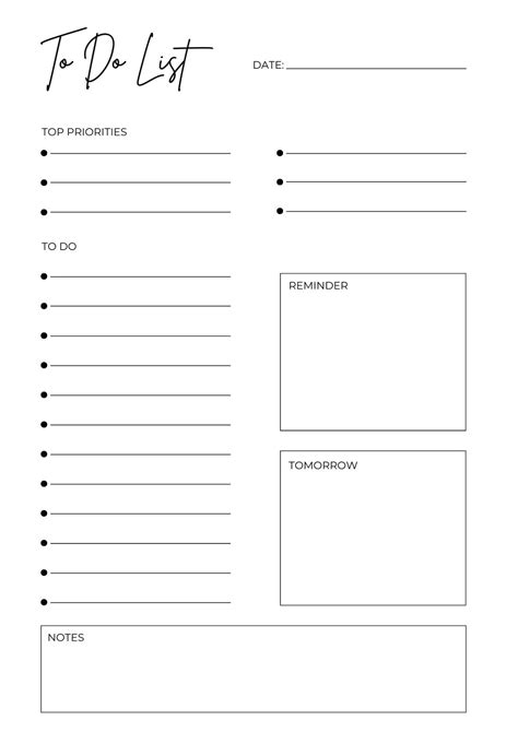 To Do List Sheet Template