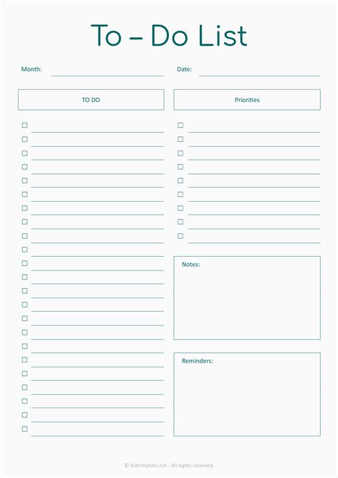 To-do List Template Word Free Download