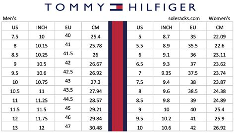 Tommy Hilfiger Size Chart