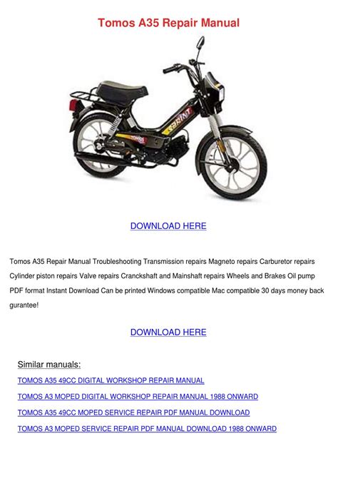 Tomos A3 Moped Full Service Repair Manual 1988 Onwards