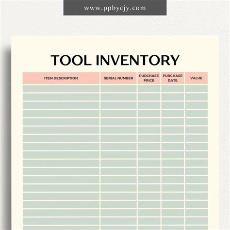 Tools Inventory Template Excel