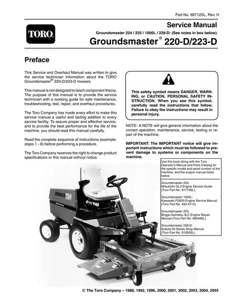 Toro Groundsmaster 220 D 223 D Mower Service Repair Workshop Manual Download