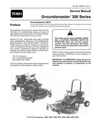 Toro Groundsmaster 345 322 D 325 D Mower Service Repair Workshop Manual Download