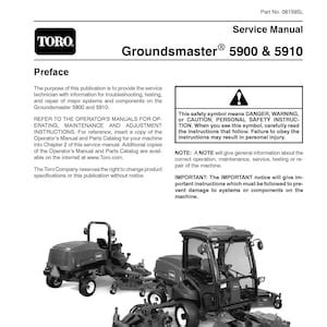 Toro Groundsmaster 5900 5910 Rotary Mower Repair Manual