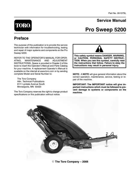 Toro Pro Sweep 5200 Service Repair Workshop Manual