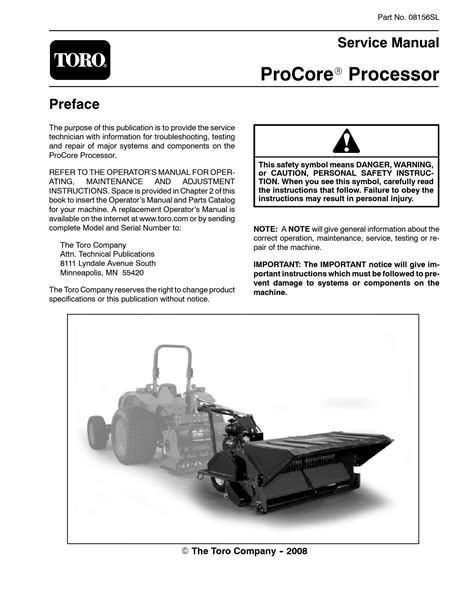 Toro Procore Sr Series Service Repair Workshop Manual