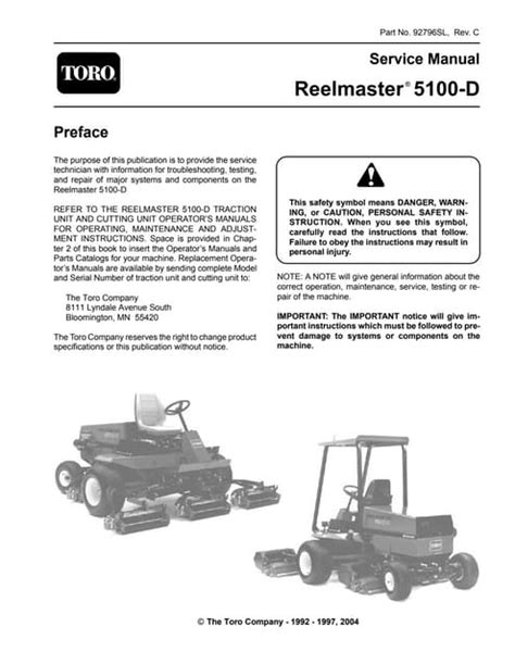 Toro Reelmaster 5100 D Mower Service Repair Workshop Manual Download