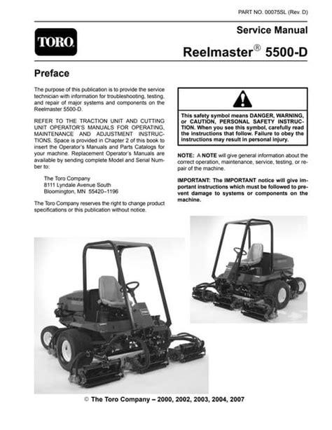 Toro Reelmaster 5500 D Mower Service Repair Workshop Manual Download