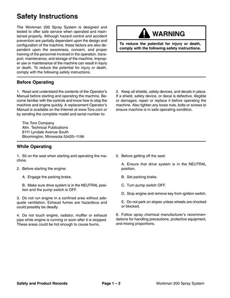 Toro Workman 200 Spray System Service Repair Workshop Manual Download