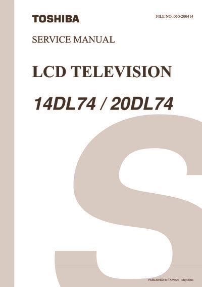 Toshiba 14dl74 20dl74 Lcd Tv Service Manual Download