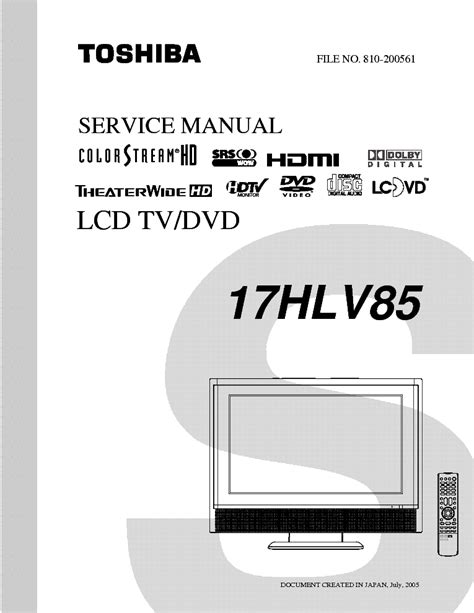 Toshiba 17hlv85 Lcd Tv Dvd Service Manual Download