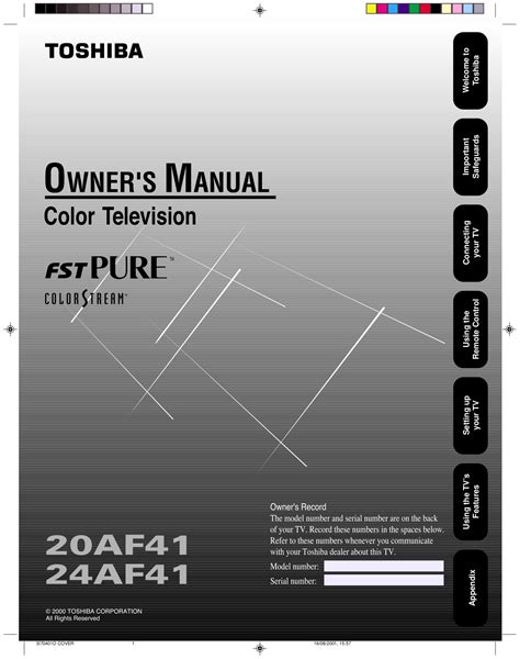 Toshiba 24af41 Color Tv Service Manual