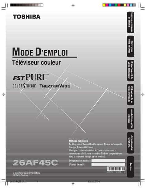 Toshiba 26af45c Color Tv Service Manual