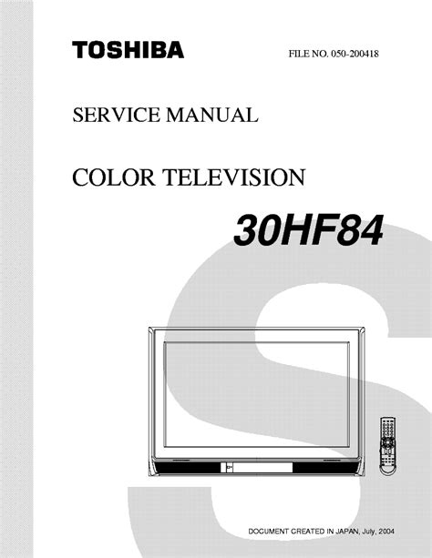 Toshiba 30hf84 Color Tv Service Manual Download