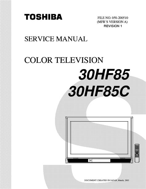 Toshiba 30hf85 30hf85c Color Tv Service Manual Download