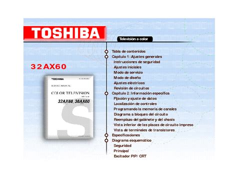 Toshiba 32ax60 36ax60 Color Tv Service Manual Download