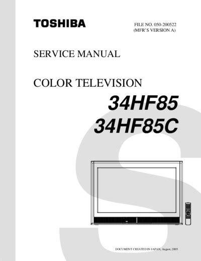 Toshiba 34hf85 34hf85c Color Tv Service Manual