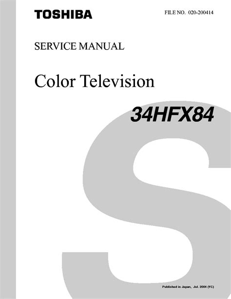 Toshiba 34hfx84 Color Tv Service Manual Download