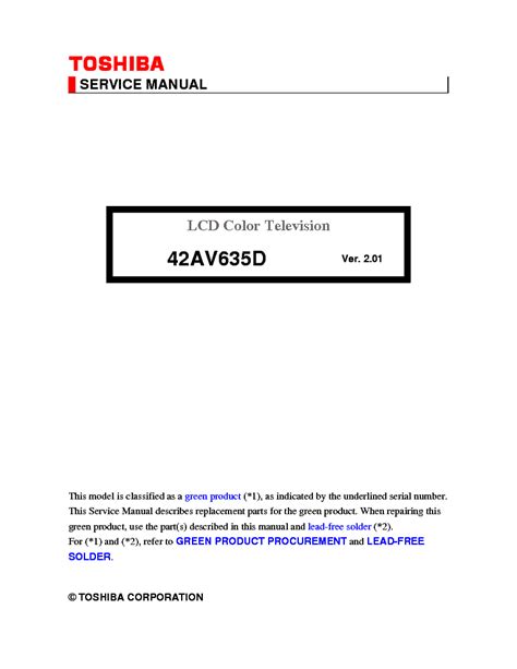 Toshiba 42av635d Lcd Tv Service Manual Download