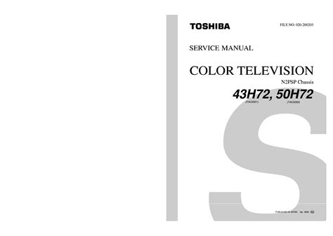 Toshiba Color Tv 43h72 50h72 Service Manual Download