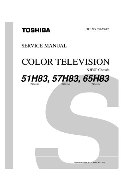 Toshiba Colour Tv 51h83 57h83 65h83 Service Manual Download