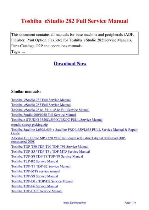 Toshiba Estudio 282 Full Service Manual