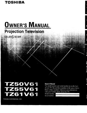 Toshiba Projection Tv Owners Manual