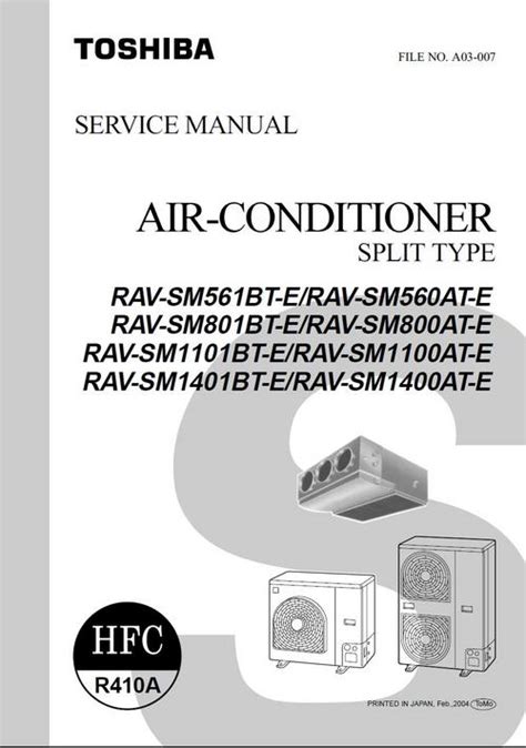 Toshiba Rav Sm1101bt Sm1100at Aircondition Service Manual