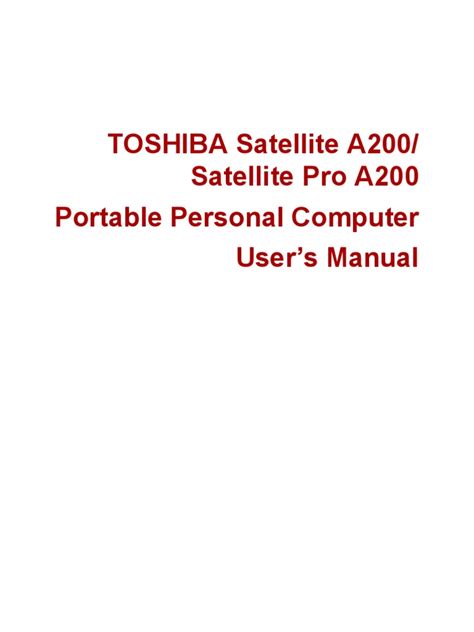 Toshiba Satellite A200 Service Manual Repair Guide