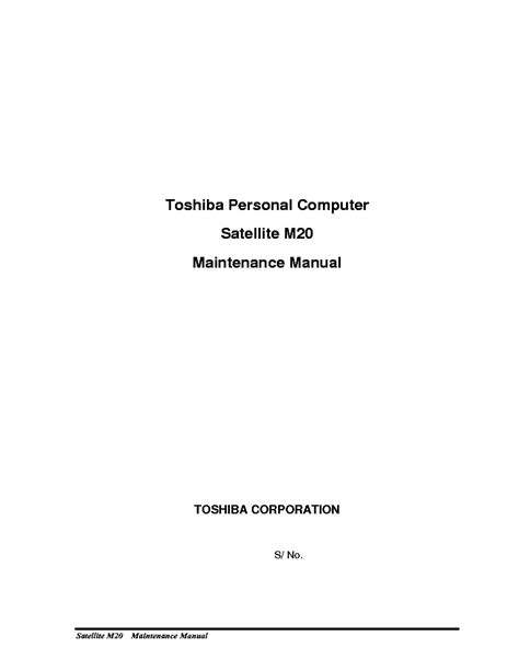 Toshiba Satellite M20 Service Manual Repair Guide