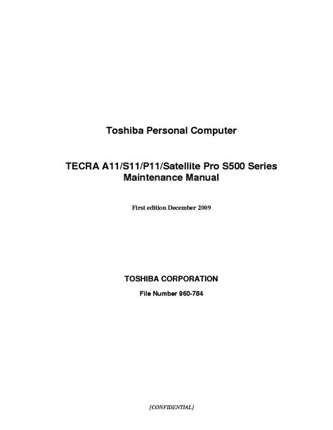 Toshiba Satellite Pro S500 Tecra A11 S11 P11 Service Manual Repair Guide