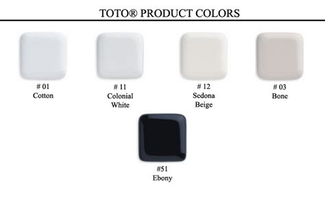 Toto Toilet Colors Chart