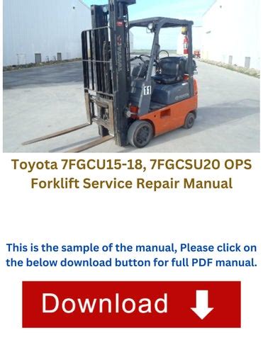 Toyota 7fgcu15 18 7fgcsu20 Forklift Service Repair Manual Download