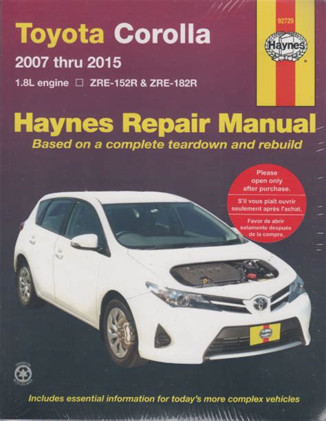 Toyota Corolla Owners Workshop Manual