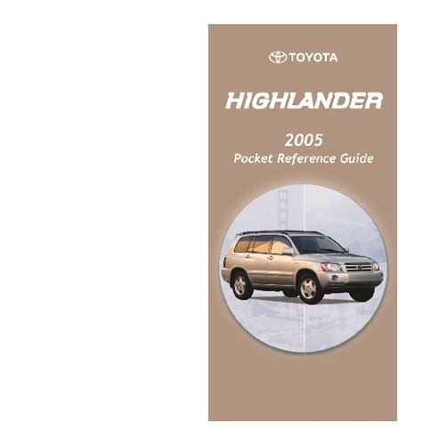 Toyota Highlander Owners Manual 2005