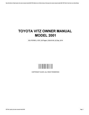 Toyota Vitz Owner Manual Model 2001